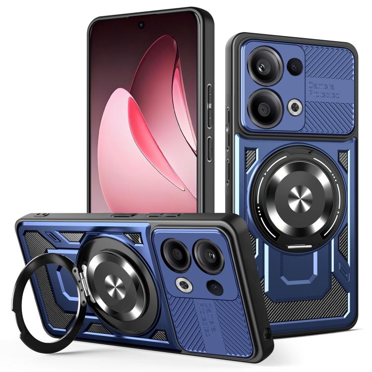 

For OPPO Reno13 5G Armor Rotating Holder MagSafe Phone Case(Blue)