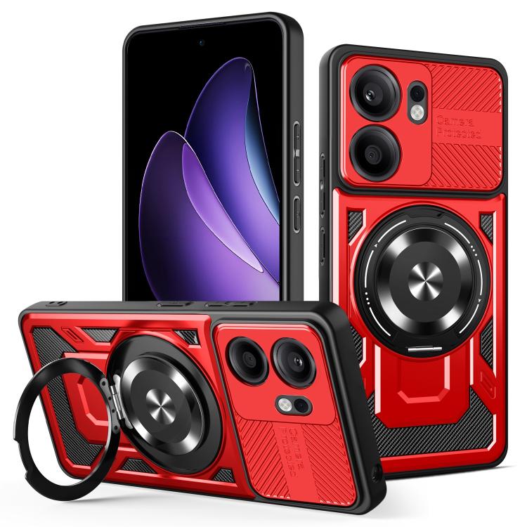 

For OPPO Reno13 F 5G Armor Rotating Holder MagSafe Phone Case(Red)