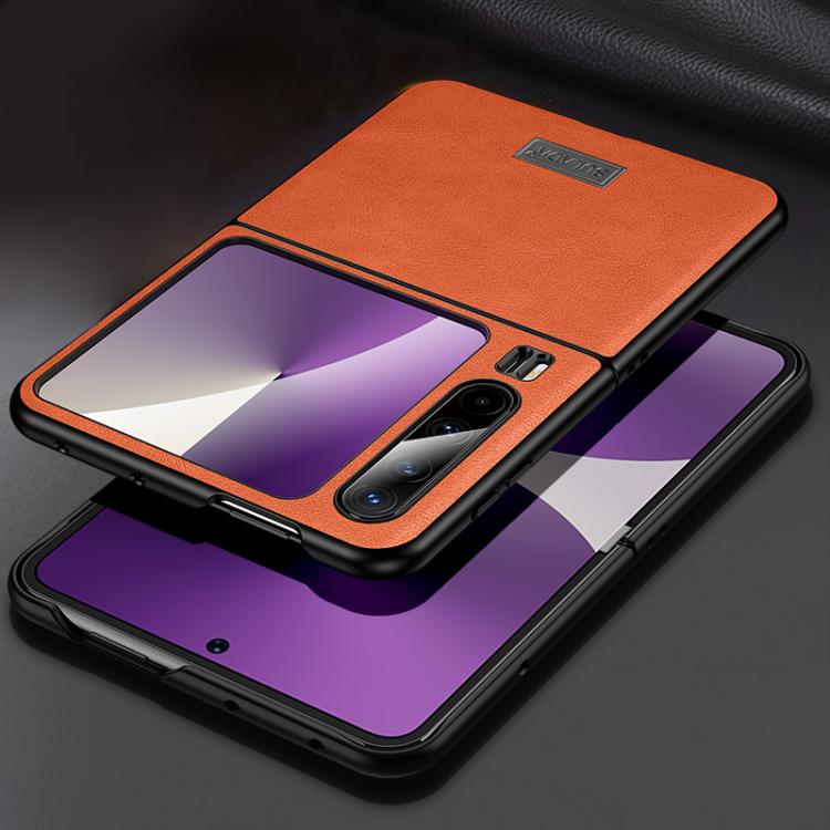 

For Huawei Pura X SULADA Shockproof TPU Hybrid Handmade Leather Phone Case(Orange)