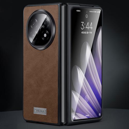 

For OPPO Find N5 SULADA Shockproof TPU Hybrid Handmade Leather Phone Case(Brown)
