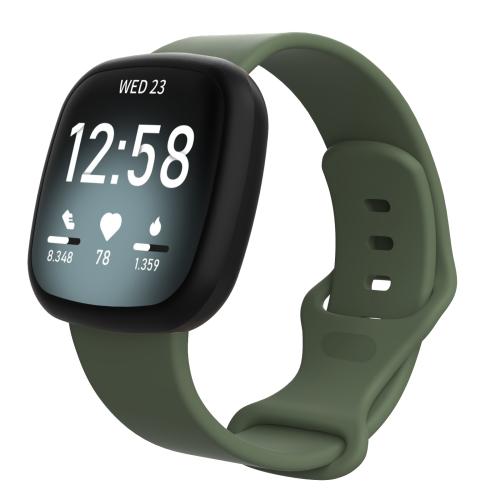 

For Fitbit Versa 4 / Versa 3 / Sense2 / Sense xDfind Silicone Watch Band, Size:S(Dark Green)