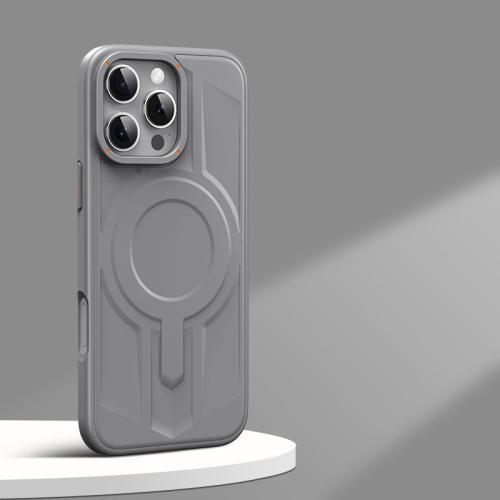 

For iPhone 16 Pro Max Armor MagSafe Magnetic TPU Hybrid PC Phone Case(Shallow Grey)