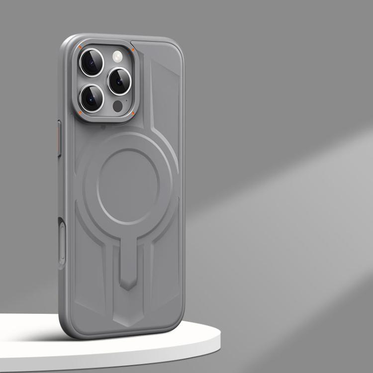 

For iPhone 15 Pro Armor MagSafe Magnetic TPU Hybrid PC Phone Case(Shallow Grey)