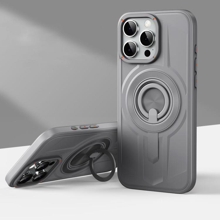 

For iPhone 14 Pro Max Armor MagSafe TPU Hybrid PC Phone Case with Ring Holder(Shallow Grey)
