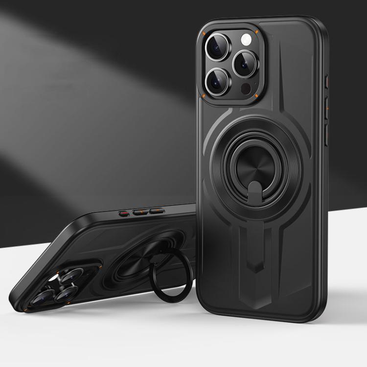 

For iPhone 14 Pro Max Armor MagSafe TPU Hybrid PC Phone Case with Ring Holder(Sagacity Black)