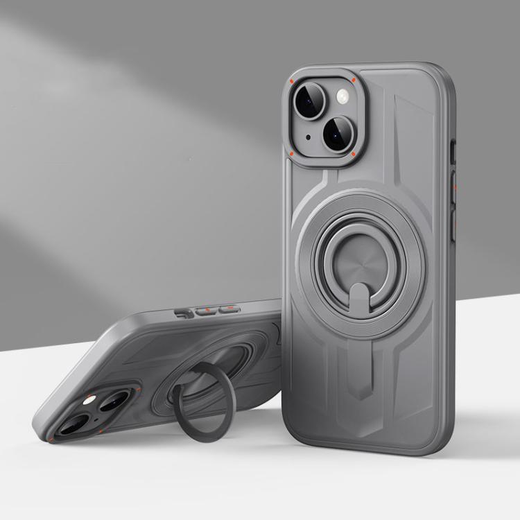 

For iPhone 13 Armor MagSafe TPU Hybrid PC Phone Case with Ring Holder(Shallow Grey)