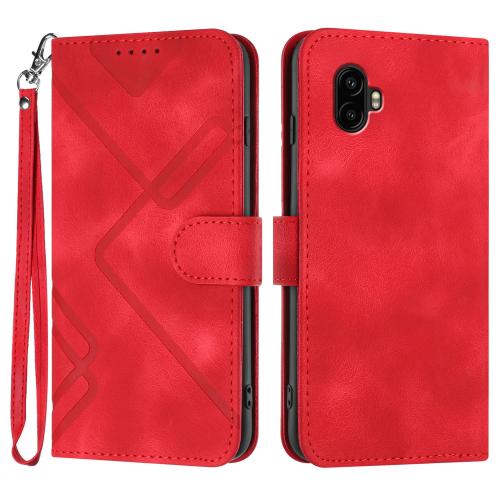 

For Samsung Galaxy XCover7 Pro Line Pattern Skin Feel Leather Phone Case(Red)