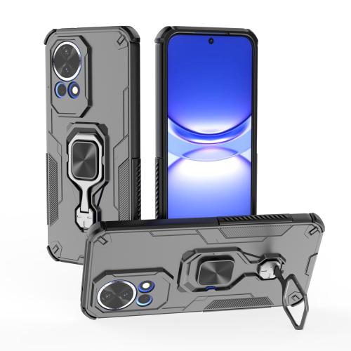 

For Huawei nova 12 Metal Kickstand TPU Hybrid PC Phone Case(Black)