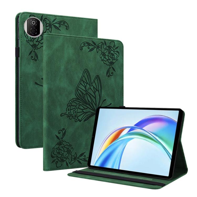 

For Honor Pad X7 Butterfly Flower Embossed Leather Tablet Case(Green)