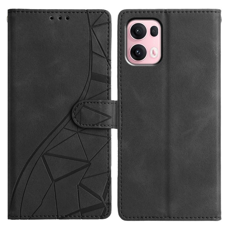 

For OPPO Reno13 Pro Triangles Embossed Leather Phone Case(Black)