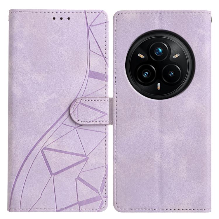 

For Realme 14 Pro+ 5G Triangles Embossed Leather Phone Case(Purple)