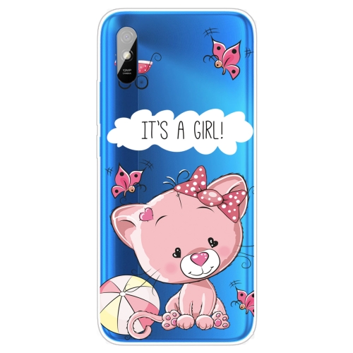 

For Xiaomi Redmi 9A Coloured Drawing Pattern Highly Transparent TPU Protective Case(Cute Cat)