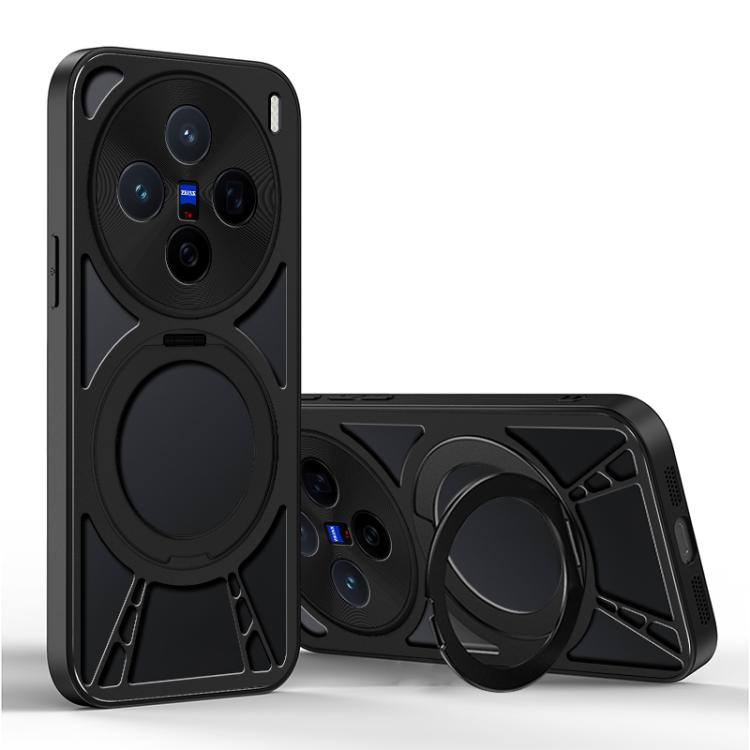 

For vivo X200 Cooling Hollow Metal Holder MagSafe Phone Case(Black)