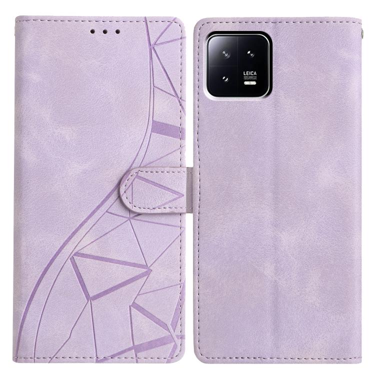 

For Xiaomi 13 Triangles Embossed Leather Phone Case(Purple)