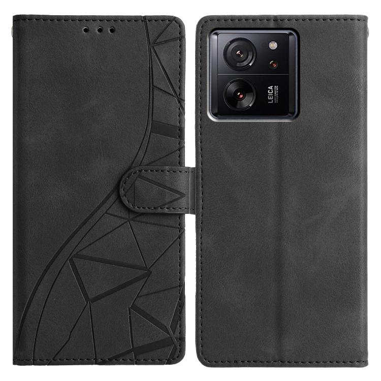 

For Xiaomi 14T Triangles Embossed Leather Phone Case(Black)