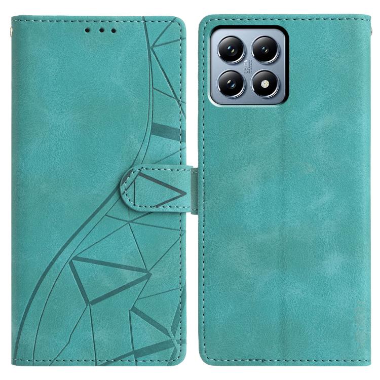 

For Xiaomi 14T Pro Triangles Embossed Leather Phone Case(Green)