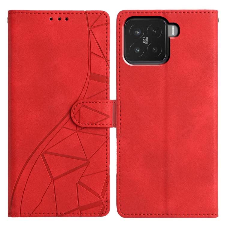 

For Xiaomi 15 Triangles Embossed Leather Phone Case(Red)