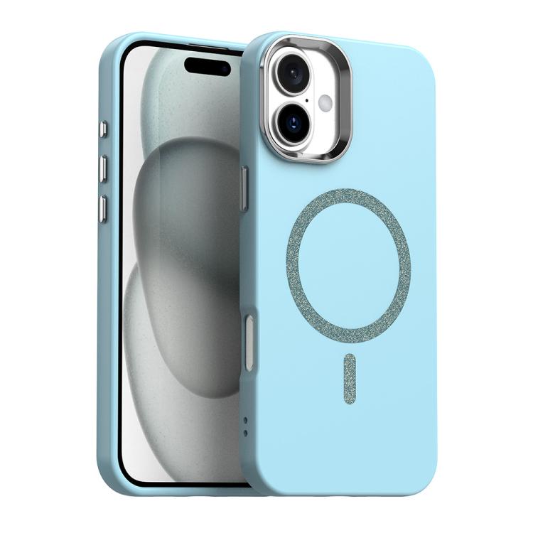 

For iPhone 16 Glitter Series Magsafe PC Hybrid TPU Phone Case(Blue)