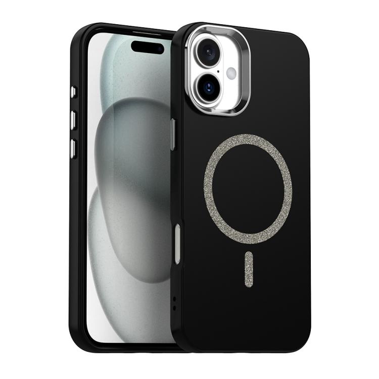 

For iPhone 16 Plus Glitter Series Magsafe PC Hybrid TPU Phone Case(Black)