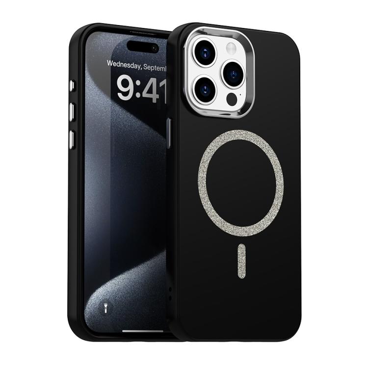 

For iPhone 15 Pro Max Glitter Series Magsafe PC Hybrid TPU Phone Case(Black)
