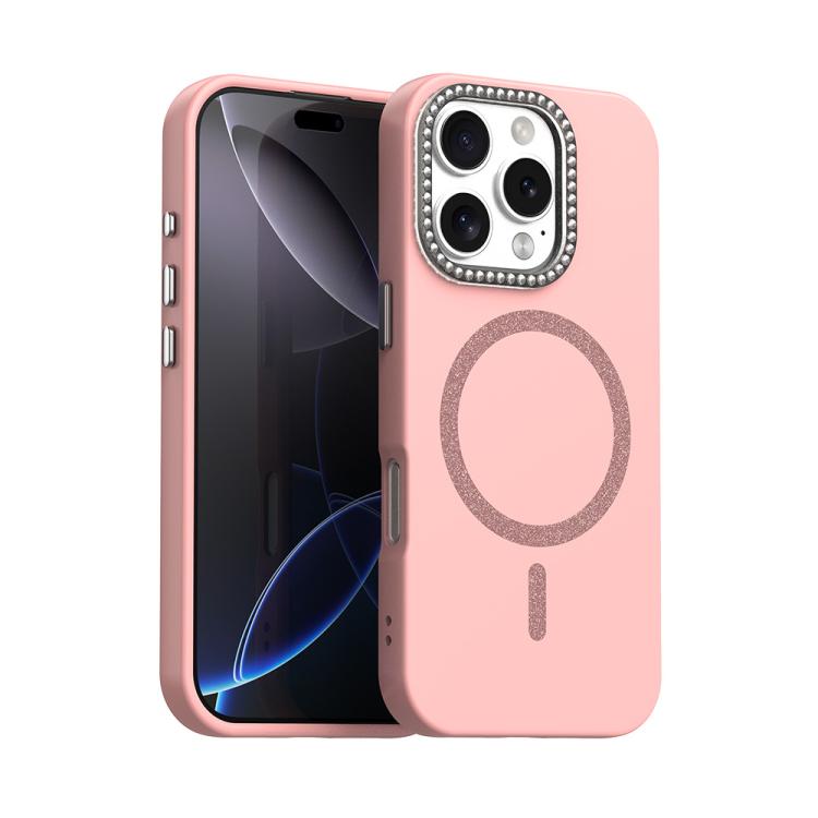

For iPhone 16 Pro Glitter Rhinestones Series Magsafe PC Hybrid TPU Phone Case(Red)