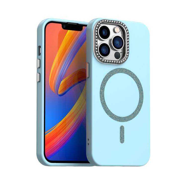 

For iPhone 13 Pro Max Glitter Rhinestones Series Magsafe PC Hybrid TPU Phone Case(Blue)
