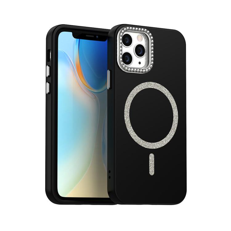 

For iPhone 11 Pro Max Glitter Rhinestones Series Magsafe PC Hybrid TPU Phone Case(Black)