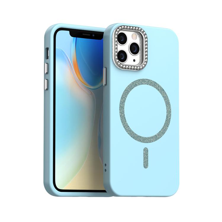 

For iPhone 11 Pro Max Glitter Rhinestones Series Magsafe PC Hybrid TPU Phone Case(Blue)