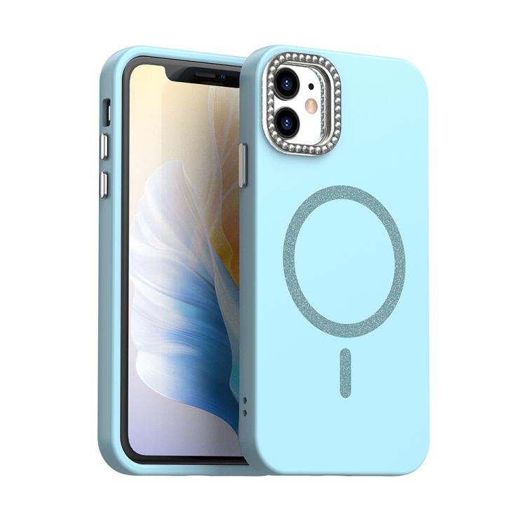 

For iPhone 11 Glitter Rhinestones Series Magsafe PC Hybrid TPU Phone Case(Blue)