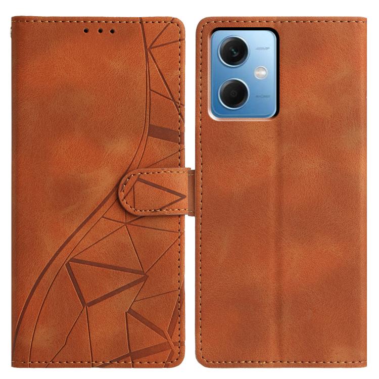 

For Redmi Note 12 4G Triangles Embossed Leather Phone Case(Brown)