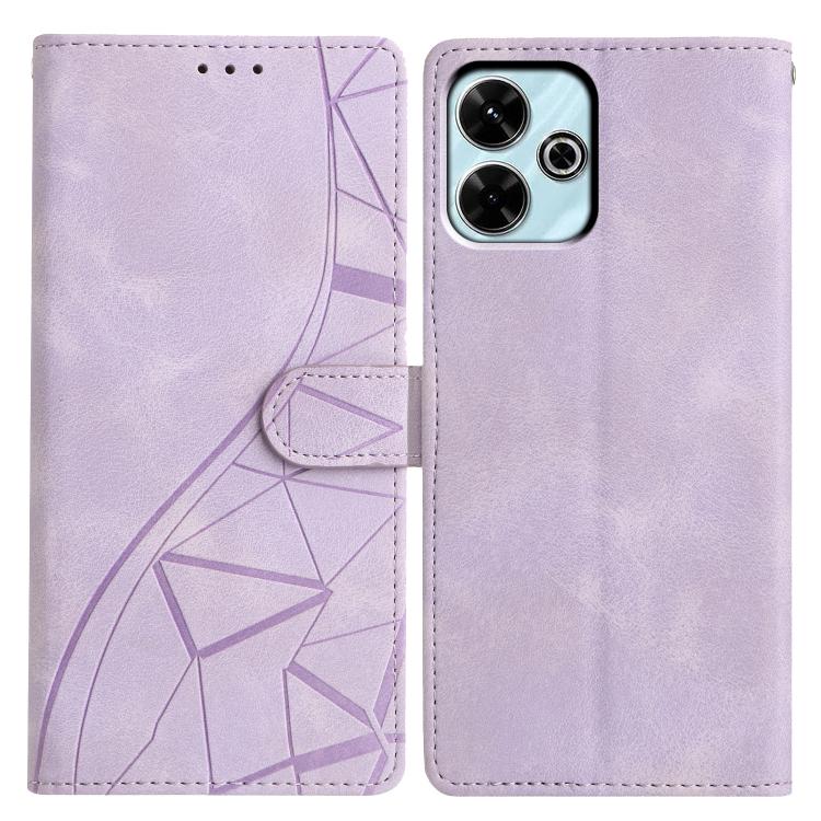 

For Redmi 13 4G Triangles Embossed Leather Phone Case(Purple)