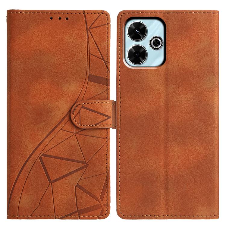 

For Redmi 13 4G Triangles Embossed Leather Phone Case(Brown)