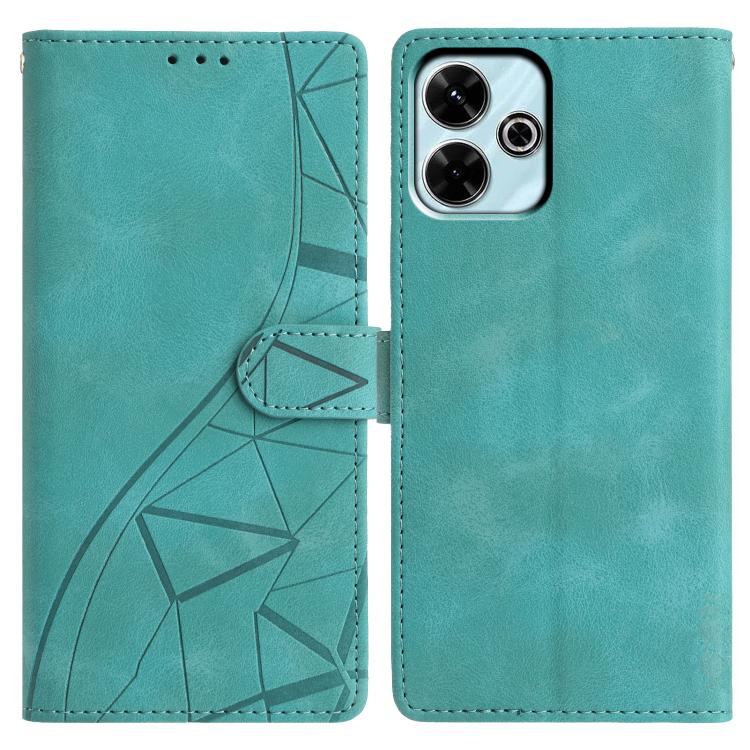 

For Redmi 13 4G Triangles Embossed Leather Phone Case(Green)