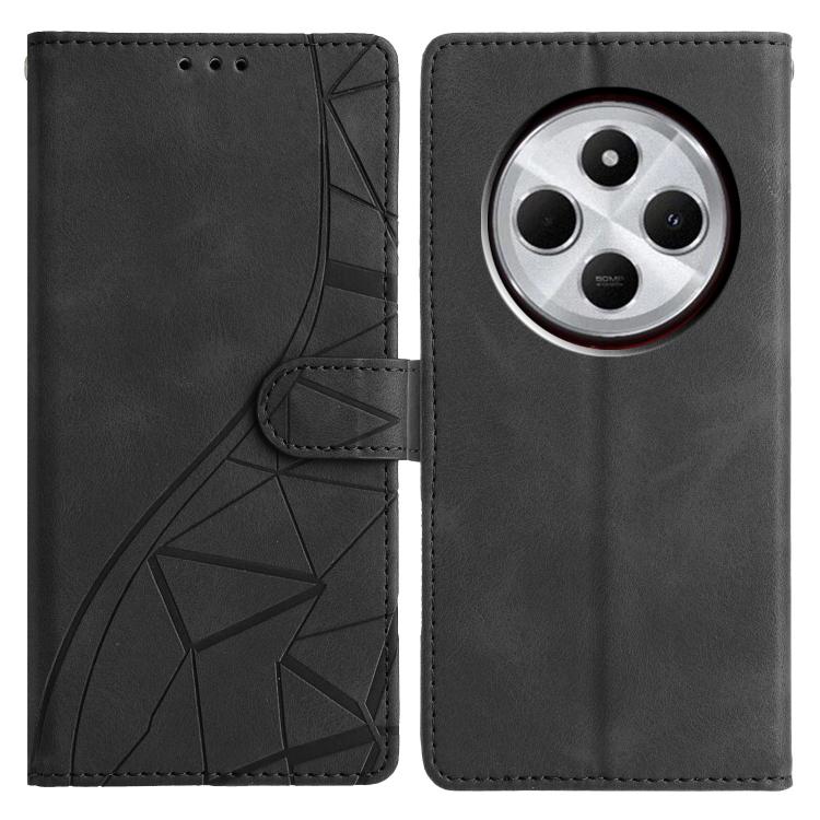 

For Redmi 14C 4G / A3 Pro 4G Triangles Embossed Leather Phone Case(Black)