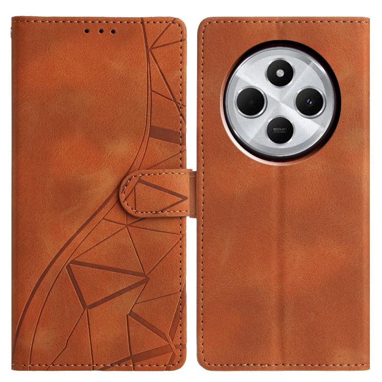 

For Redmi 14C 4G / A3 Pro 4G Triangles Embossed Leather Phone Case(Brown)