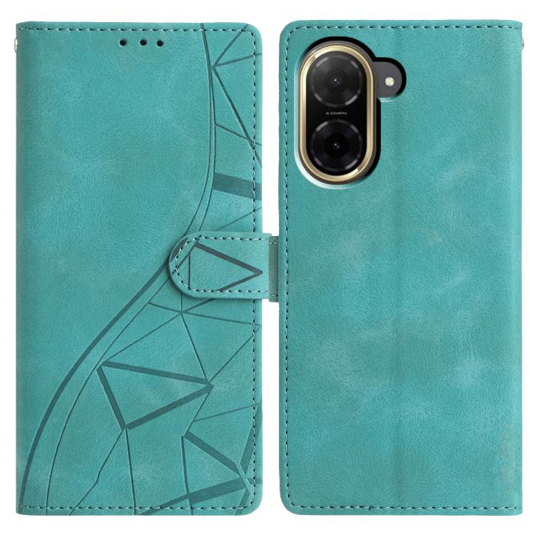 

For Redmi A5 4G 171.7mm Triangles Embossed Leather Phone Case(Green)