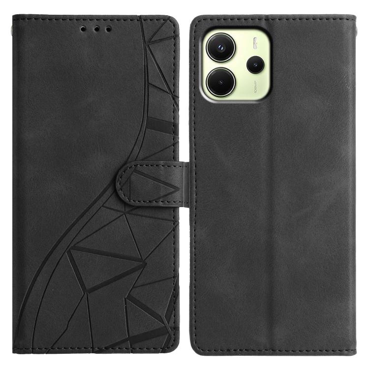 

For Redmi Note 14 4G 163.25mm Triangles Embossed Leather Phone Case(Black)