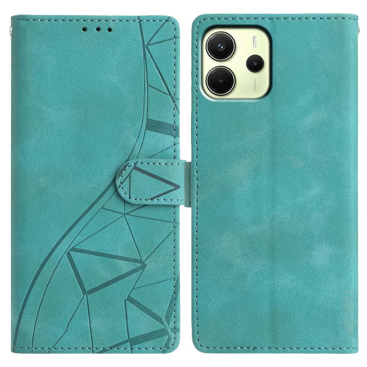 

For Redmi Note 14 4G 163.25mm Triangles Embossed Leather Phone Case(Green)