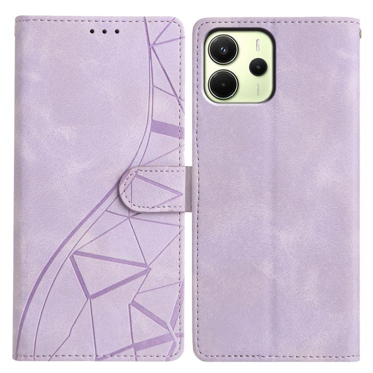

For Redmi Note 14 4G 164.84mm Triangles Embossed Leather Phone Case(Purple)