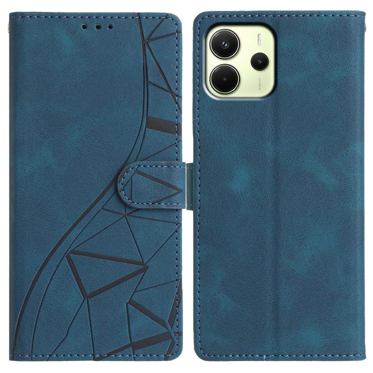 

For Redmi Note 14 4G 164.84mm Triangles Embossed Leather Phone Case(Blue)