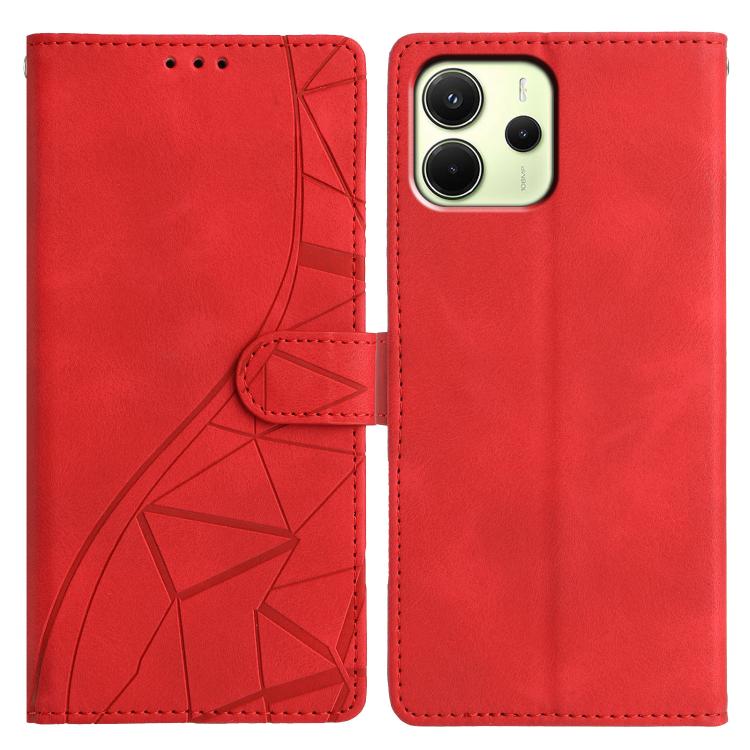 

For Redmi Note 14 4G 164.84mm Triangles Embossed Leather Phone Case(Red)