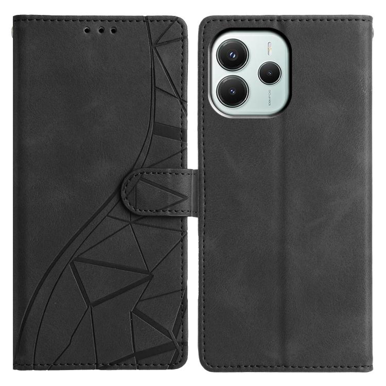 

For Redmi Note 14 5G Triangles Embossed Leather Phone Case(Black)