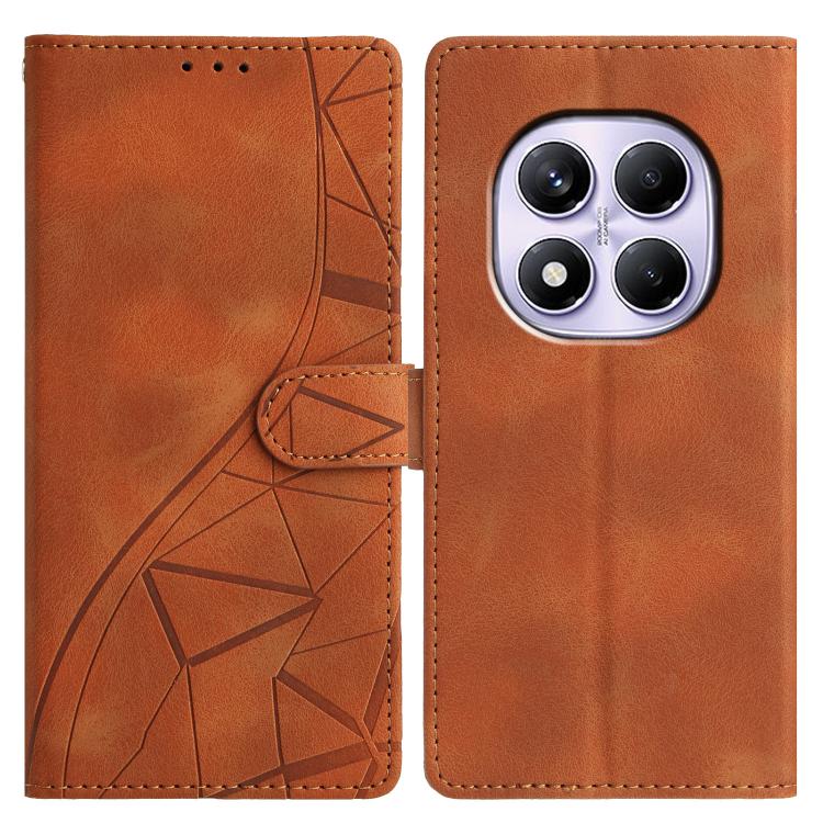

For Redmi Note 14 Pro 5G Triangles Embossed Leather Phone Case(Brown)