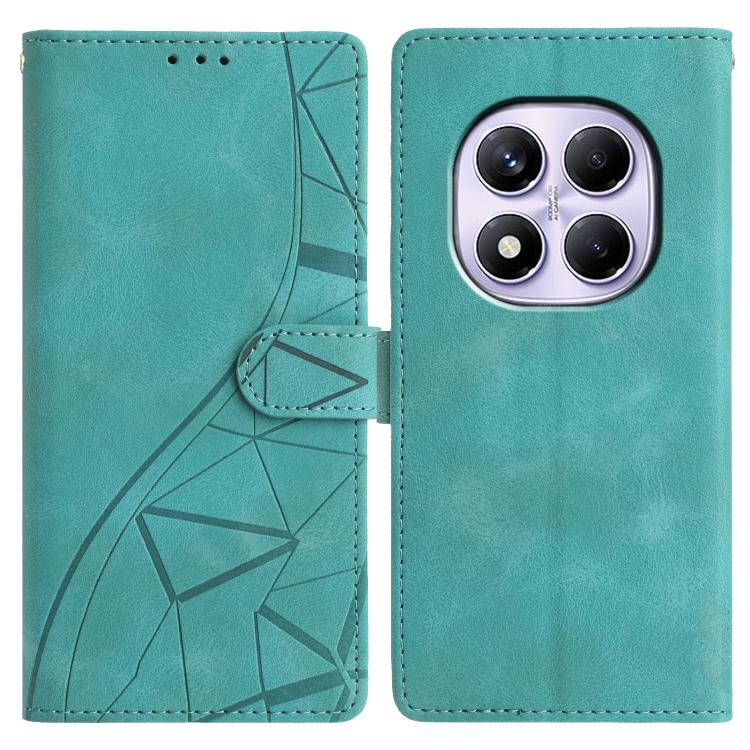 

For Redmi Note 14 Pro 5G Triangles Embossed Leather Phone Case(Green)