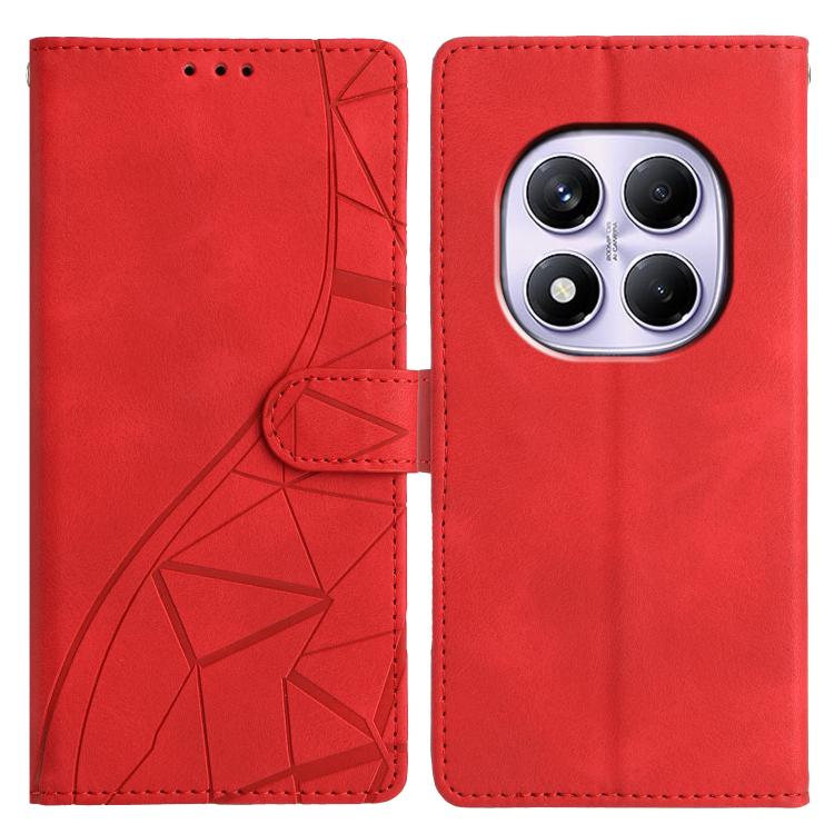 

For Redmi Note 14 Pro 4G Triangles Embossed Leather Phone Case(Red)