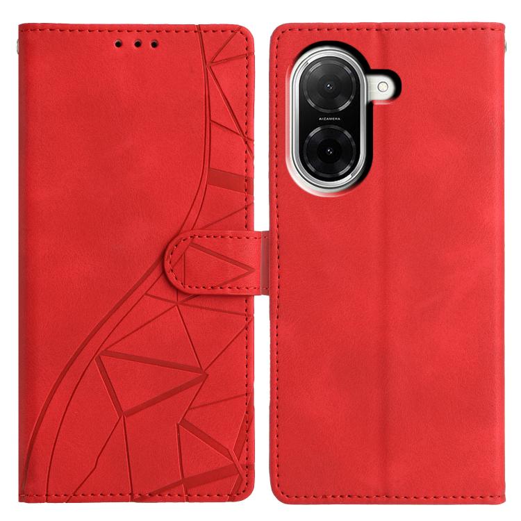 

For Redmi A5 4G 173.3mm Triangles Embossed Leather Phone Case(Red)