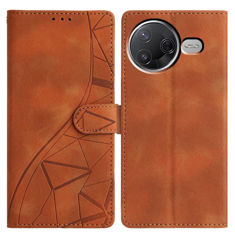 

For Redmi K80 / K80 Pro Triangles Embossed Leather Phone Case(Brown)