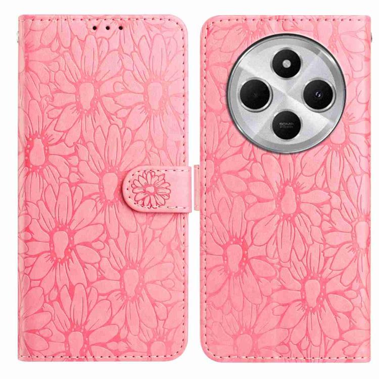 

For Redmi 14C Daisy Embossed Leather Phone Case(Pink)