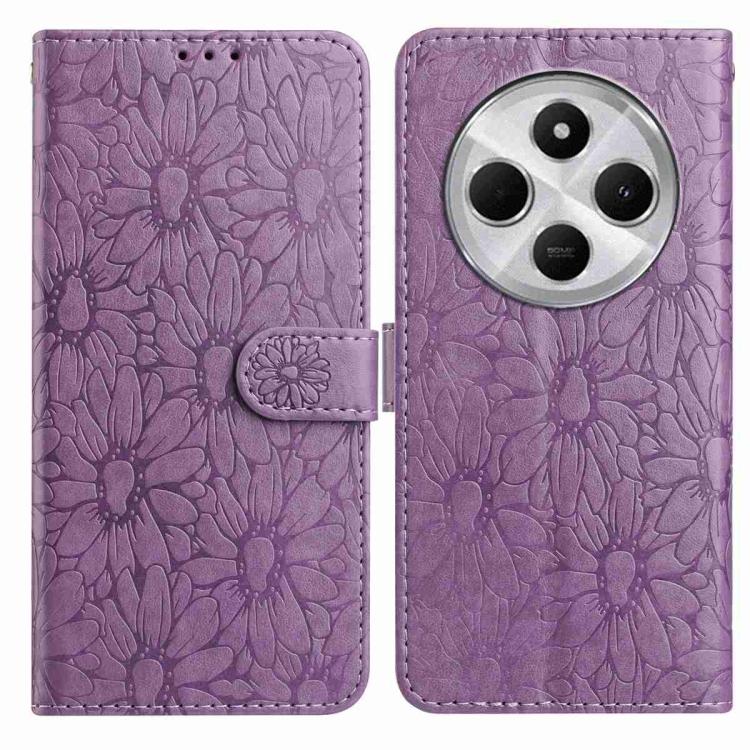 

For Redmi 14C Daisy Embossed Leather Phone Case(Light Purple)