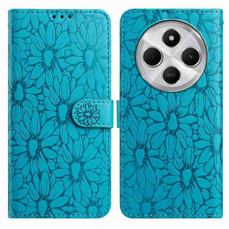 

For Redmi 14C Daisy Embossed Leather Phone Case(Blue)